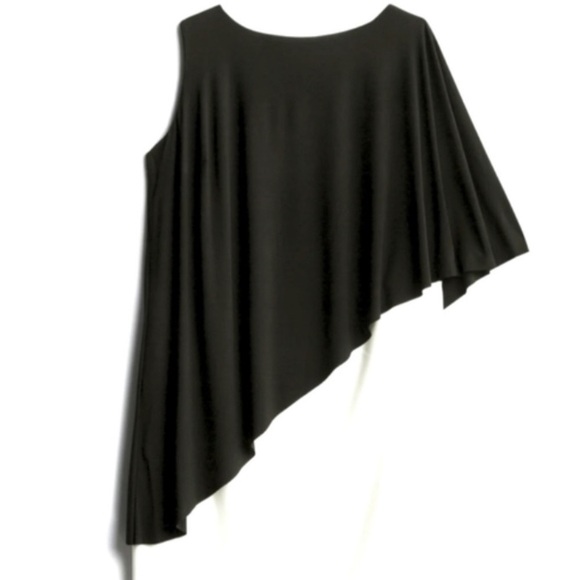 Ralph Lauren Colorblock Mini Dress in Black Minimalist Asymmetrical Cape - Picture 11 of 11